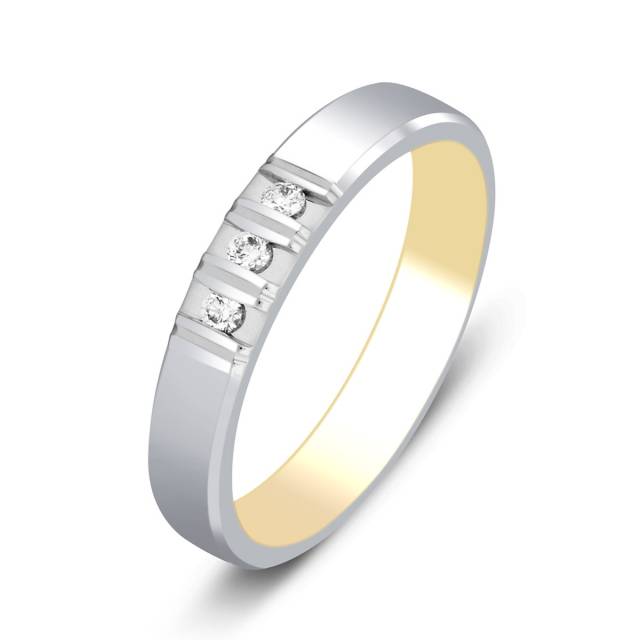 Обручальное кольцо из комбинированного золота с бриллиантами Tiamo (014938)