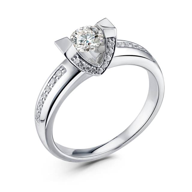 Помолвочное кольцо из белого золота с бриллиантами (050022)