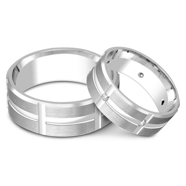 Обручальное кольцо из белого золота с бриллиантами (000553)