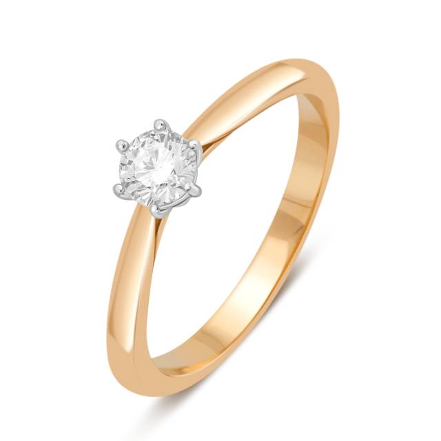 Помолвочное кольцо из комбинированного золота с бриллиантом (039486)