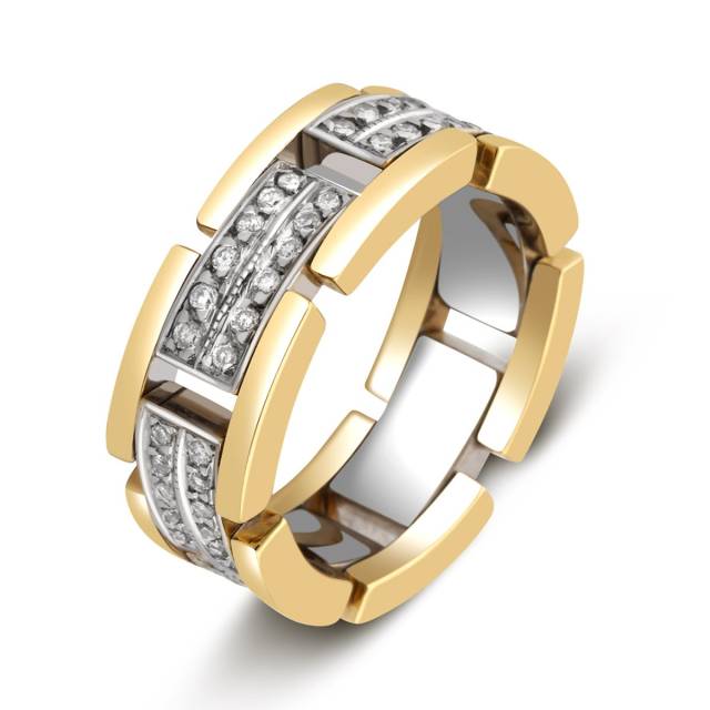 Кольцо из комбинированного золота с бриллиантами (002930)