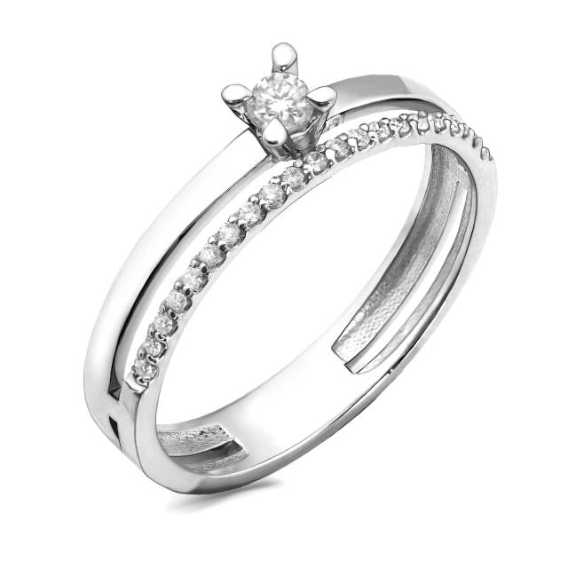 Кольцо из белого золота с бриллиантами (061758)