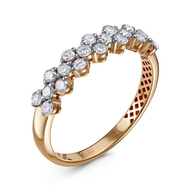 Кольцо из красного золота с бриллиантами (050018)