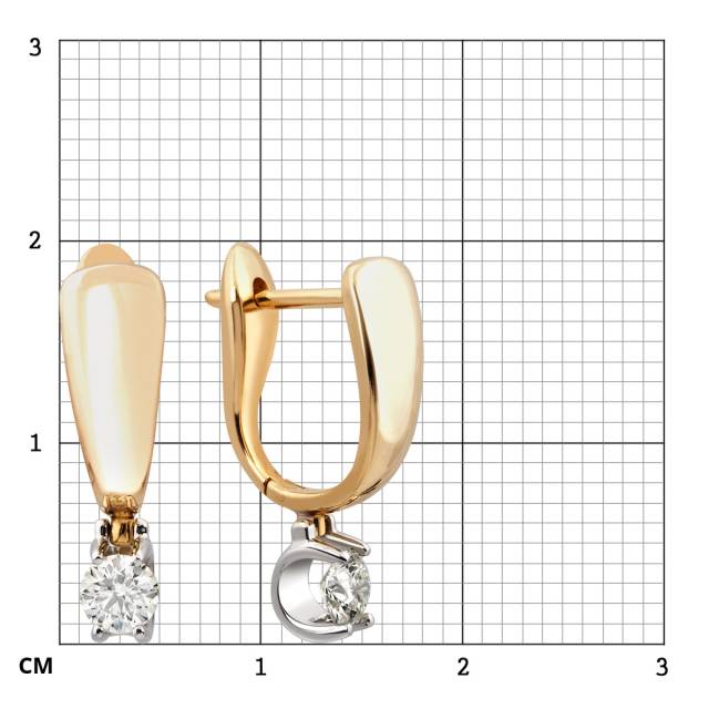 Серьги из комбинированного золота с бриллиантами (028625)