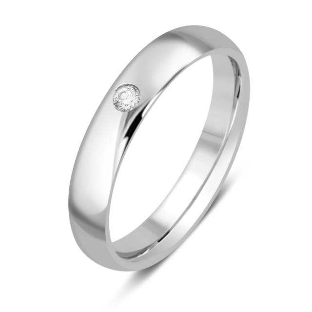 Обручальное кольцо из платины с бриллиантом (023769)