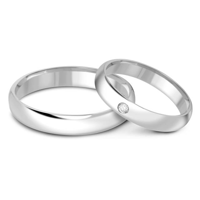 Обручальное кольцо из платины с бриллиантом (023769)