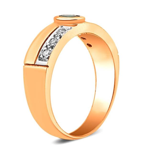 Кольцо из комбинированного золота с бриллиантами и изумрудом (016770)