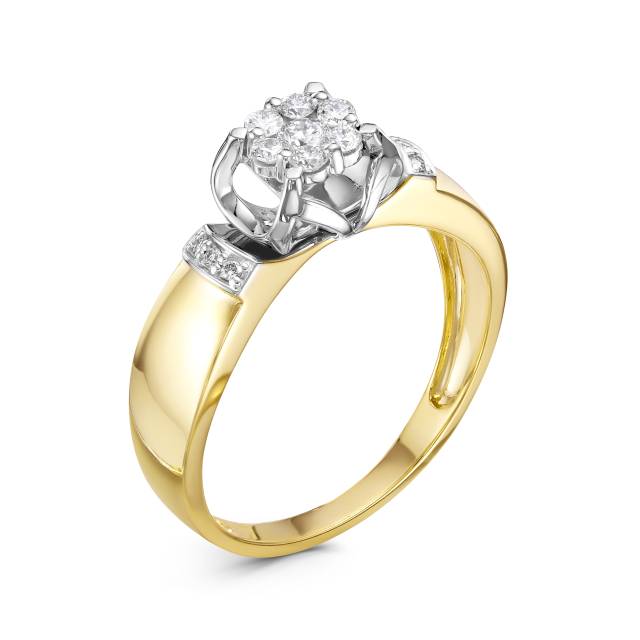 Помолвочное кольцо из комбинированного золота с бриллиантами (055830)