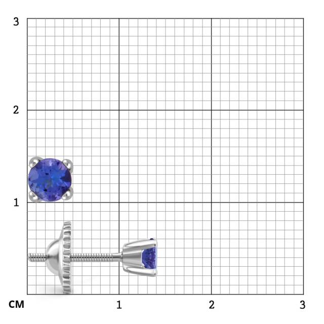 Серьги пусеты из белого золота с танзанитами (045278)