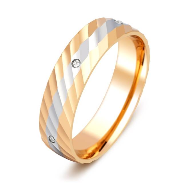 Обручальное кольцо из красного золота с бриллиантами TIAMO (000092)