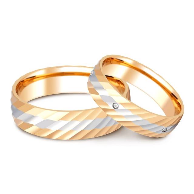Обручальное кольцо из красного золота с бриллиантами TIAMO (000092)