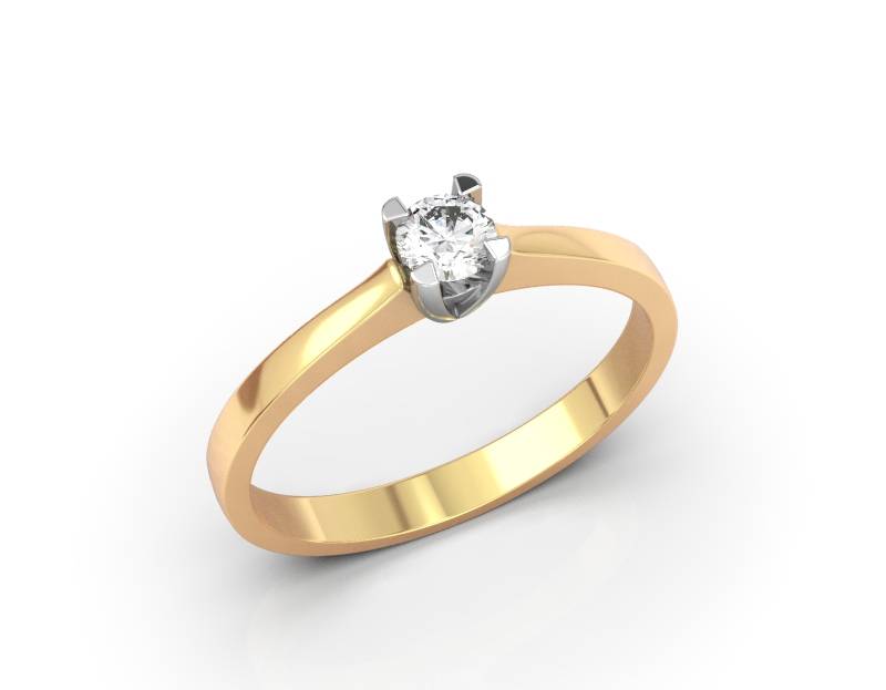 Помолвочное кольцо из жёлтого золота с бриллиантом (052720)