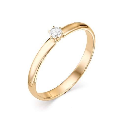 Помолвочное кольцо из красного золота с бриллиантом (030439)