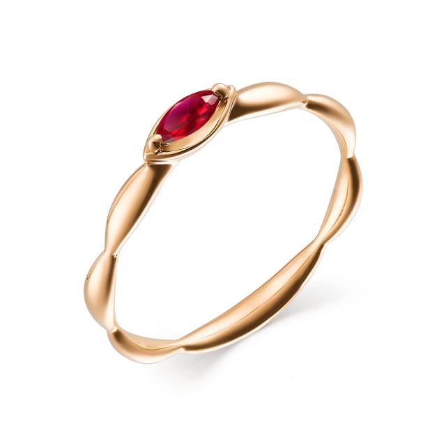 Кольцо из красного золота с рубином (042036)