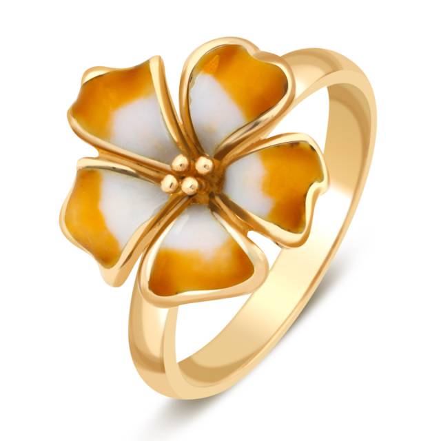 Кольцо из желтого золота с эмалью (023943)