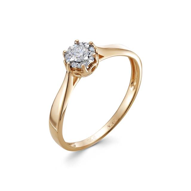 Помолвочное кольцо из красного золота с бриллиантами (054004)