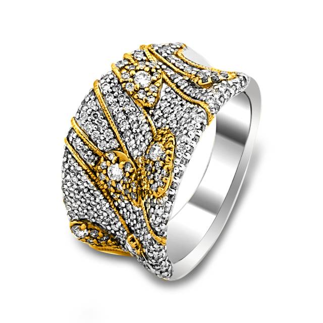Кольцо из комбинированного золота с бриллиантами (018492)
