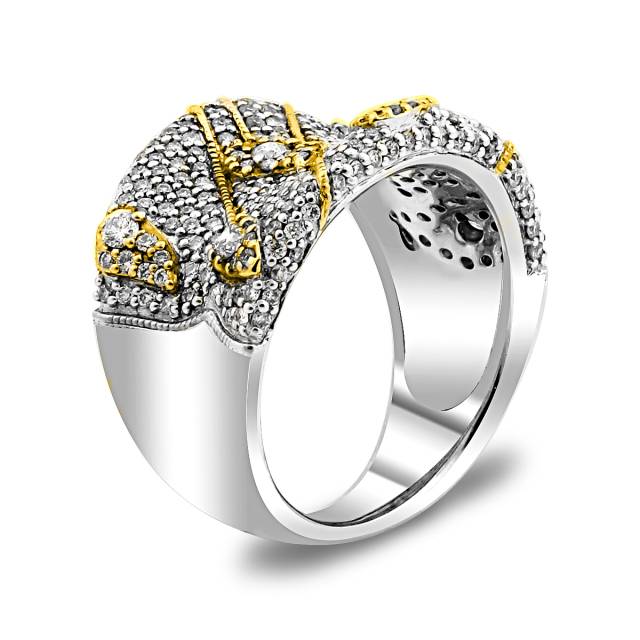 Кольцо из комбинированного золота с бриллиантами (018492)