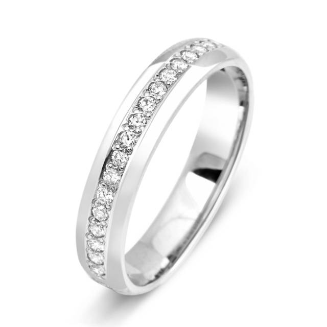 Обручальное кольцо с бриллиантами из белого золота (010863)