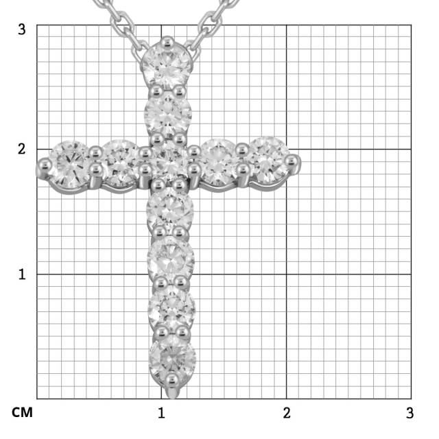 Колье крест из белого золота с бриллиантами (046608)