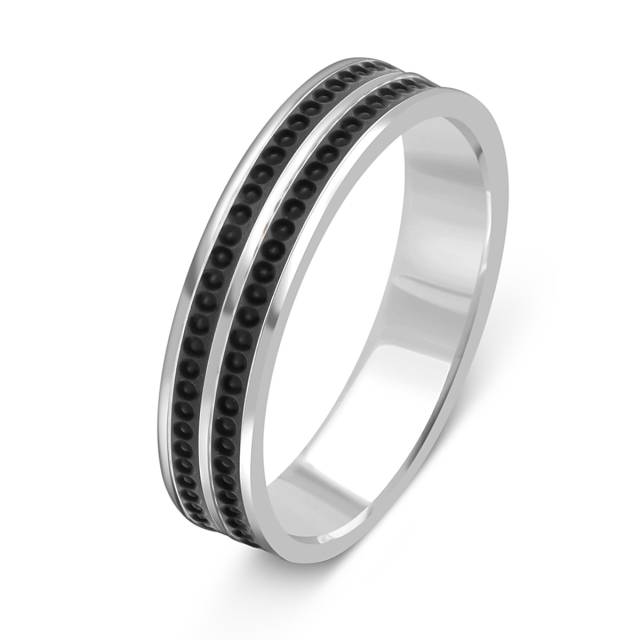 Обручальное кольцо из белого золота с керамикой (037698)