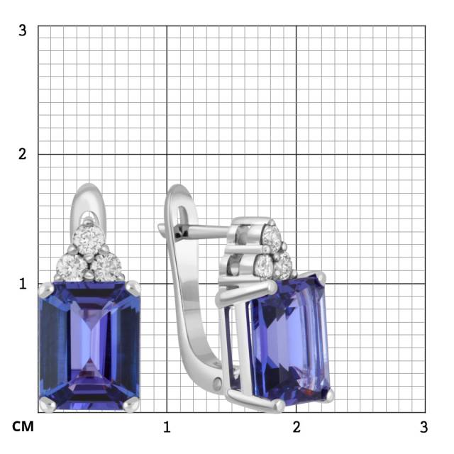 Серьги из белого золота с бриллиантами и танзанитами (047245)