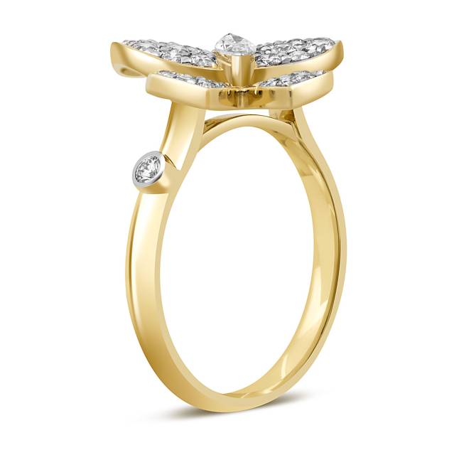 Кольцо из жёлтого золота с бриллиантами "Бабочка" (059126)