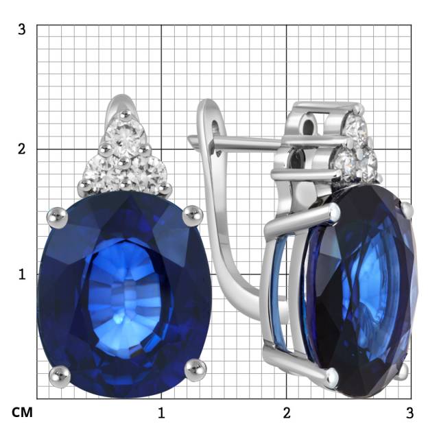 Серьги из белого золота с бриллиантами и сапфирами (049409)