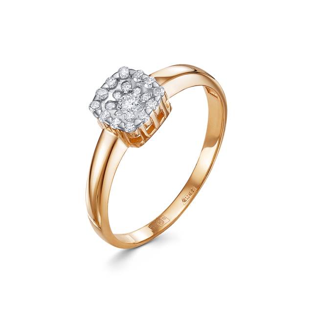 Кольцо из красного золота с бриллиантами (054056)