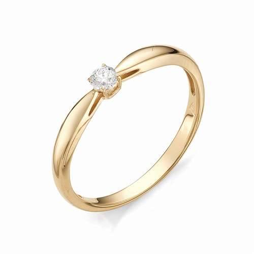 Помолвочное кольцо из красного золота с бриллиантом (031307)