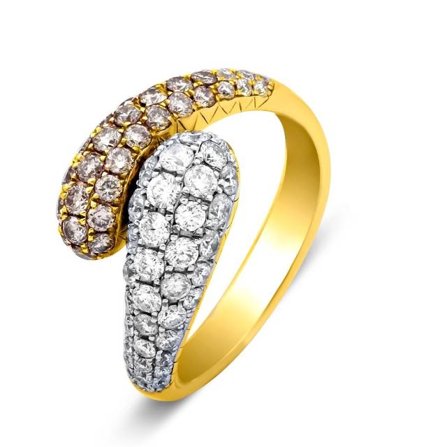 Кольцо из комбинированного золота с бриллиантами (020986)