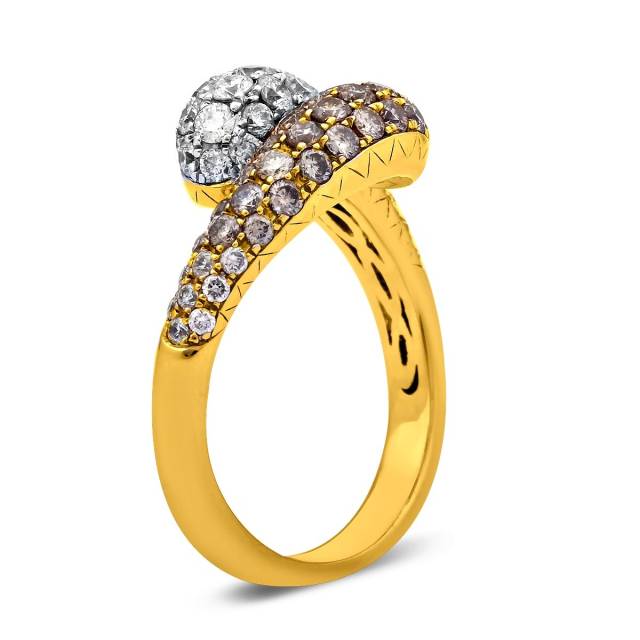 Кольцо из комбинированного золота с бриллиантами (020986)