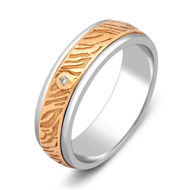 Обручальное кольцо из золота и палладия с бриллиантом (007322)