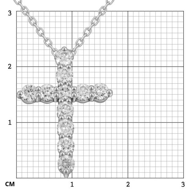Колье крест из белого золота с бриллиантами (052371)