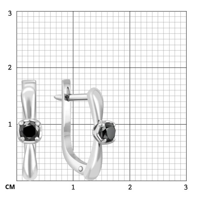Серьги из белого золота с чёрными бриллиантами (044417)