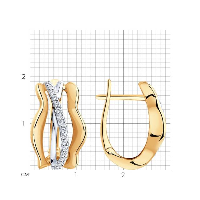 Серьги из комбинированного золота с бриллиантами (042893)