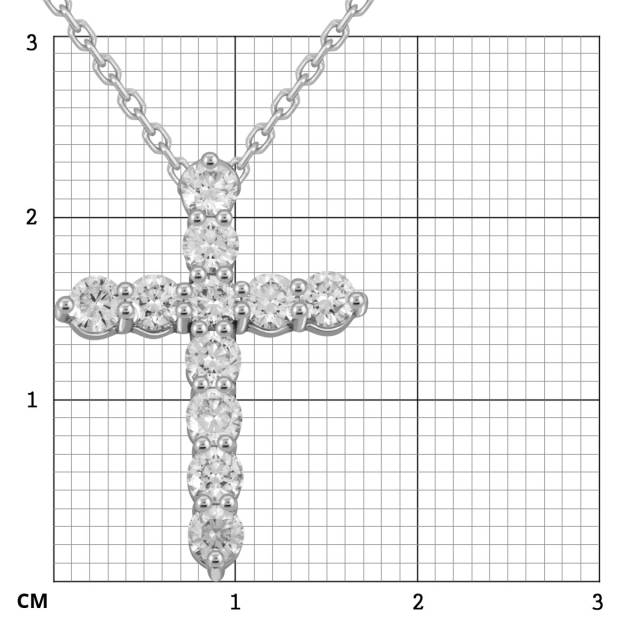 Колье крест из белого золота с бриллиантами (046429)