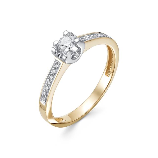 Помолвочное кольцо из комбинированного золота с бриллиантами (047491)