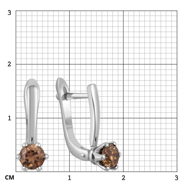 Серьги из белого золота с коньячными бриллиантами  (049319)