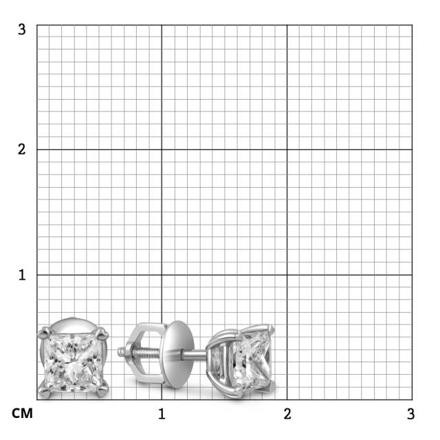 Серьги пусеты из платины с бриллиантами (052652)