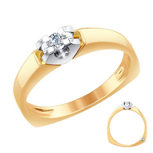 Помолвочное кольцо из красного золота с бриллиантами (029584)