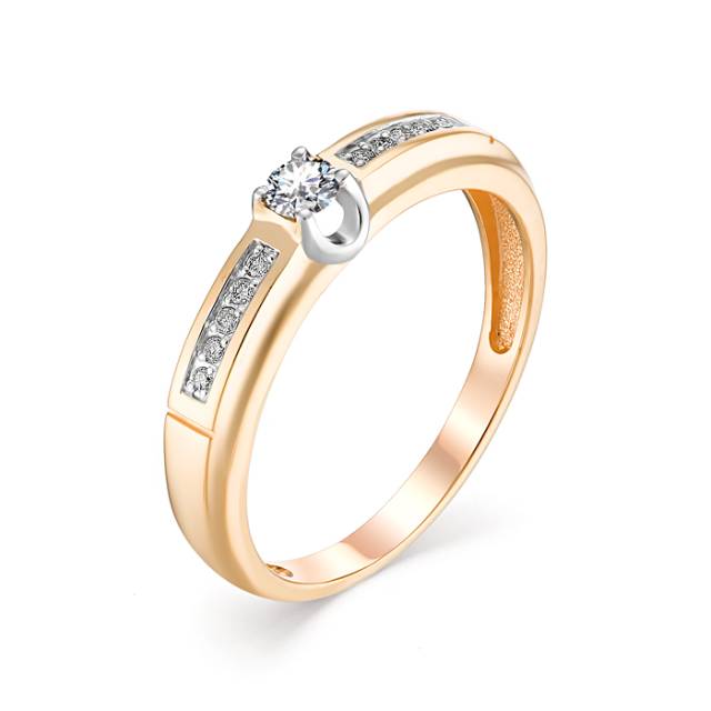 Помолвочное кольцо из комбинированного золота с бриллиантами (043497)