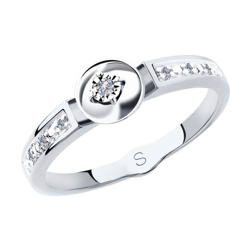 Помолвочное кольцо из белого золота с бриллиантами (040789)