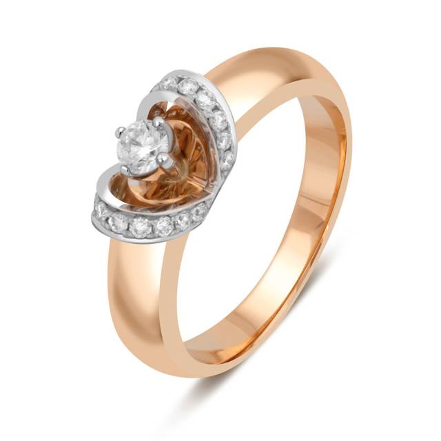 Помолвочное кольцо из комбинированного золота с бриллиантами (030885)