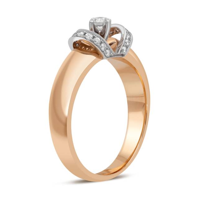 Помолвочное кольцо из комбинированного золота с бриллиантами (030885)