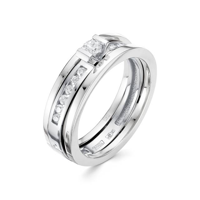 Помолвочное кольцо из белого золота с бриллиантами (044437)