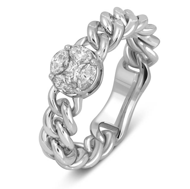 Кольцо "мягкое" из белого золота с бриллиантами "Crivelli" (052637)