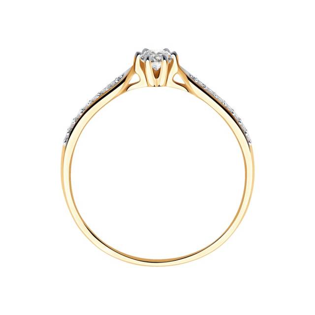 Помолвочное кольцо из красного золота с бриллиантами (042875)