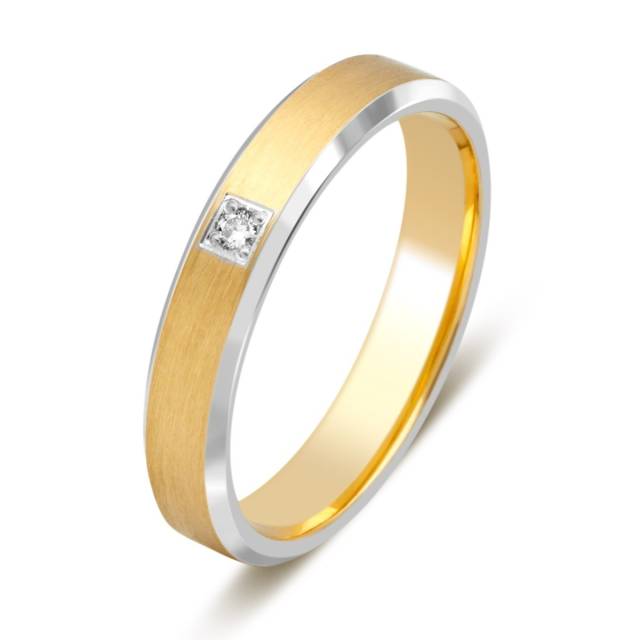 Обручальное кольцо из комбинированного золота с бриллиантом (028715)