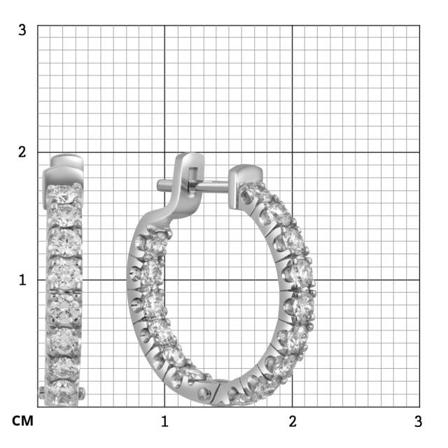 Серьги конго из платины с бриллиантами (052557)